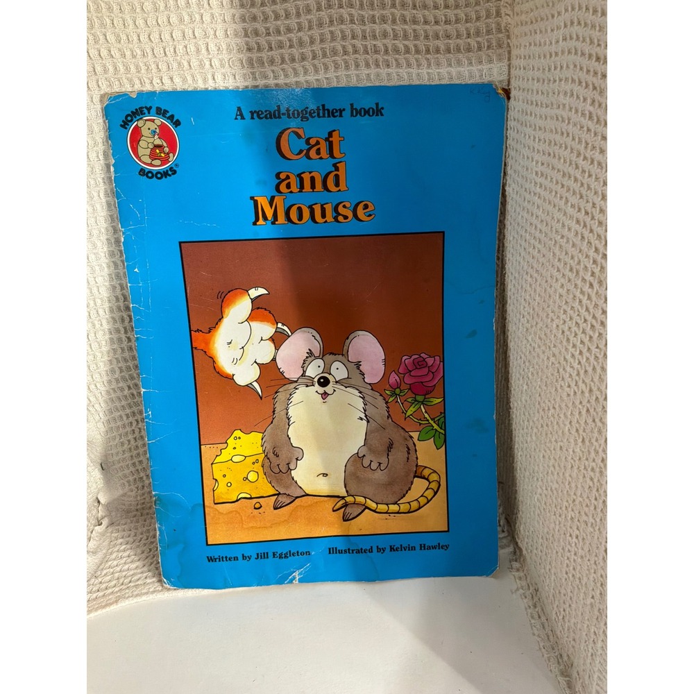 Vintage Kids Honey Bear Books Cat and Mouse Paperback Blue